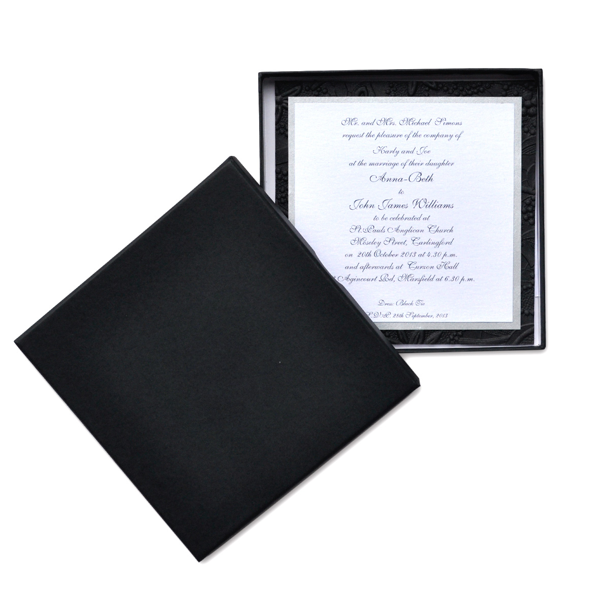 Rigid Invitation Box - Square - Black Matt (150x150mm)